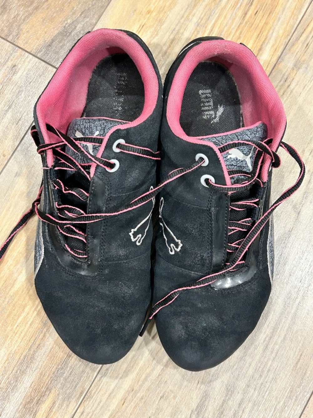 PUMA Women 8.5 Future Cat S1 Black/Pink Suede Racing Sneaker - Vintage Y2K